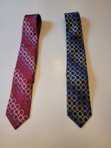 Lot of 2 Michael Michael Kors 100% Silk Men’s Neck Tie Red Blue - $14.80