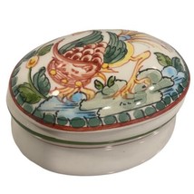 ANFORA AGUEDA Porcelain Hand Painted Lid Rooster 3&quot; Jewelry Trinket Box Portugal - £9.78 GBP