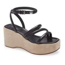 Michael Kors Hazel Platform Wedge Sandal Women&#39;s Sz 9.5 Black Cream - £51.43 GBP