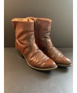 Cowboy Dress Boot 40834 leather brown mens/womens? sz 8D western Side Zip - £22.16 GBP