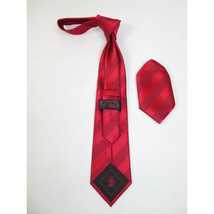 Mens Steven Land Density 100% Satin Silk Crystal Tie/Hankie Set CR27-05 Red image 3