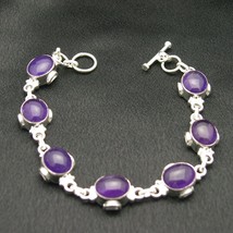 Wholesale Artist-Crafted Sterling Silver &amp; Purple Amethyst Cab Bracelet - £29.67 GBP