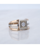 10K Gold &amp; Real Natural Diamond Statement Ring Heavyweight Two Tone Gold... - $1,197.00 CAD