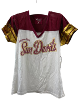 4Her  Womens Arizona State Short Sleeve Mesh V-neck T-Shirt, Maroon/White,Medium - £17.05 GBP