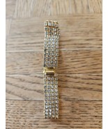 Vintage Adjustable Snap On Rhinestone Bracelet Gold Tone - $20.41 CAD
