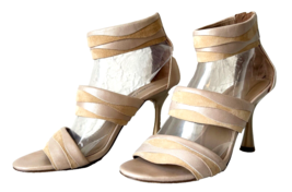 Donald Pliner Neav Tan Leather Heeled Dress Sandal Ankle Strap - Women&#39;s 7M - £44.55 GBP