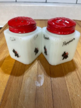 Vintage Tipp City Scottie Dog salt pepper shaker set w/ lids 4-sided gra... - £35.97 GBP