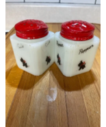 Vintage Tipp City Scottie Dog salt pepper shaker set w/ lids 4-sided gra... - $61.74 CAD