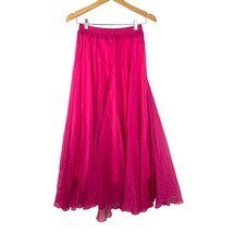 Pink Maxi Skirt Boho Elastic Waist LARGE Women&#39;s Flowy Lined - £14.87 GBP