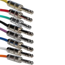 8 Pack Colored 6 Ft Foot 1/4 Trs Stereo Shielded Balanced Audio Patch Cable Cord - £68.73 GBP