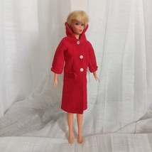 VTG Barbie Red Coat Corduroy Fold High Collar Pockets Hong Kong Clone NO DOLL - £40.41 GBP