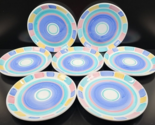 7 Caleca Color Blocks Salad Plates Vintage Pastel White Dining Dishes It... - £77.61 GBP