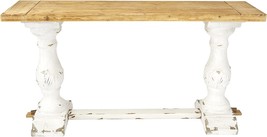 White Deco 79 Wood Rectangle Console Table With Brown Wood Top, 59&quot; X 16&quot; X 29&quot;. - £356.15 GBP