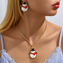 White Polymer Clay &amp; 18K Gold-Plated Snowman Pendant Necklace &amp; Drop Earrings - £11.79 GBP