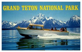 Boat Ride on Jackson Lake Grand Teton National Park Wyoming Boat Postcard - £6.31 GBP