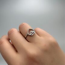 Vintage 925 Sterling Silver Double Heart Ring with Sparkling Stones - $62.00