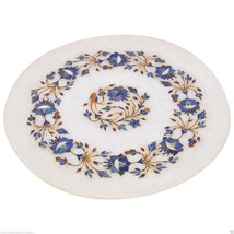 10&quot; Marble Plate Marquetry Lapis Lazuli Inlay Handicraft Home Decor Best... - $219.19