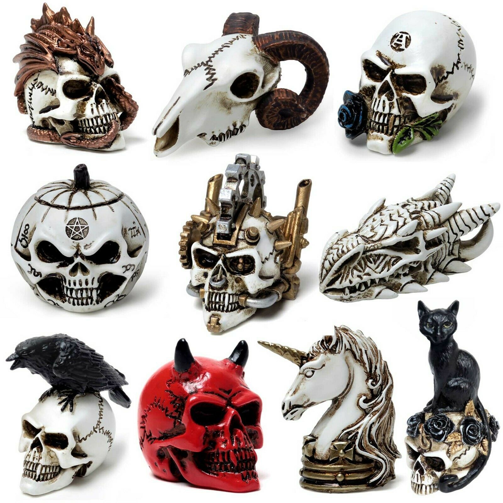 Primary image for Alchemy Gothic Miniature Figurines Skull Cat Dragon Unicorn Pumpkin Demon CHOOSE