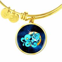 Unique Gifts Store Zodiac Sign Aquarius - 18k Gold Finished Bangle Bracelet - £40.05 GBP