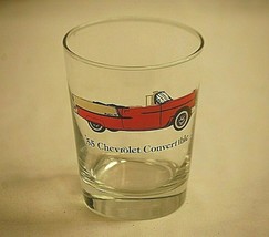 Vintage Libbey Double Old Fashioned Glass &#39;55 Chevrolet Convertible Man Cave Bar - $14.84