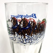 1995 Vintage Budweiser Clydesdales Winter Scene Pilsner Beer Indiana Gla... - $8.99
