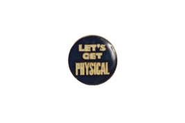 Vintage 1980s Enamel Lapel Push Pin Let&#39;s Get Physical - £6.85 GBP