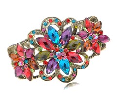 Rainbow Colorful Jewel Gem Flower Star Crystal Cuff - £58.85 GBP