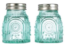 Pioneer Woman ~ ADELINE ~ Embossed ~ Glass ~ Turquoise ~ Salt &amp; Pepper S... - €30,05 EUR