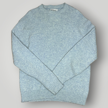 Vintage 1970s Crewneck Wool Sweater Light Blue Men&#39;s Pullover Knight Kni... - $62.89