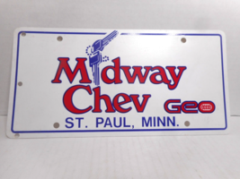Midway Chev Geo ST. PAUL, MINN. Plastic Dealer License Plate - £11.06 GBP
