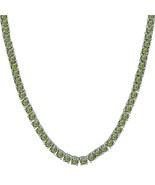 45.72 ctw Created Green Tourmaline 14K White Gold Plated 5MM Tennis Neck... - $140.76