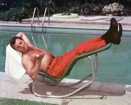 Robert Mitchum 11x14 Photo beefcake bare chested by pool - $14.99