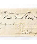 1912 Kineo Trust Company Bank Check E.A. Sampson Dover Maine Signed 1033... - $28.01 CAD