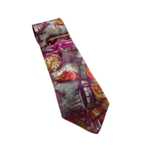 Johnny Carson Mens Designer Tie Vintage Diner Viscose Rayon Classic Car ... - £18.28 GBP