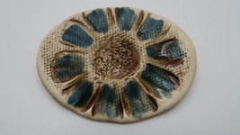 Vintage Hand Made Artisan Pottery Flower Brooch 5.5cm - £15.64 GBP