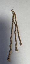 Pendant Tassel 3 Gold Tone Woven Strands 3 Clear Rhinestones 3.5 Inches - £2.36 GBP