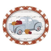 Pumpkin Gingham Truck Fall Thanksgiving 8 Ct Oval Banquet Platters - $10.88