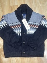 2T Janie and Jack Fair Isle Shawl Collar Sweater Black Multicolor NEW Boys - $34.99