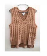 Cupcakes and Cashmere Braided Knit Sweater Vest Tan Size Medium - $54.70 CAD