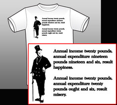 W.C. Fields Wilkens Micawber Principle T-Shirt David Copperfield Charles Dickens - £11.64 GBP