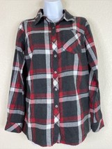Sonoma Womens Size S Red/Gray Plaid Button Up Shirt Long Sleeve Pocket - £4.94 GBP