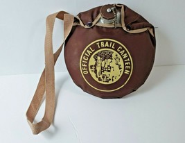 Vintage Boy Scout BSA Official Trail Canteen w/ Maroon Canvas Shoulder Pouch - £8.55 GBP
