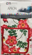 Fabric Printed Kitchen Apron with Pocket, 24&quot;x32&quot;, RED FLOWERS &amp; BUTTERF... - £11.64 GBP