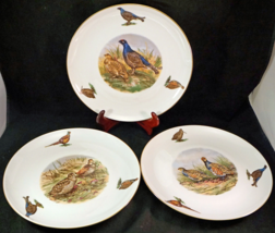 3 Wild Game Bird Porcelain Plates by Naaman Israel Pheasant Snipe Grouse... - £40.05 GBP