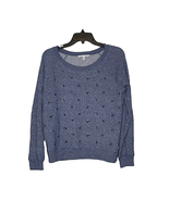 Victoria&#39;s Secret Womens Sweatshirt Top Size Medium Blue With Sequin LS - $20.36