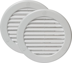 Vent Systems 4&#39;&#39; Inch White Soffit Vent Cover with Flange - Pack of 2 - round Ai - £17.62 GBP