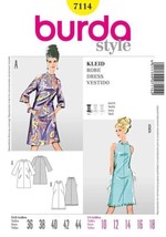 Burda Pattern 7114 60s Retro Dress Sleeveless & 3/4 Sleeve Sizes 10-18 New Uncut - $10.88