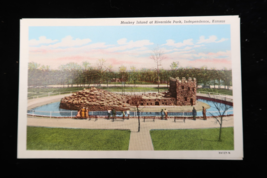 Vtg Linen Postcard Monkey Island Riverside Park Independence KS 1933 Cur... - $6.00
