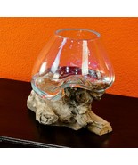 Molten Glass on Root Wood Bali Vase Glass Bowl Flower Vase Teak Wood Decor - €104,35 EUR+