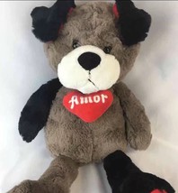 Animal Adventure Plush Teddy Bear Heart Black Grey White Soft 18 1+ Boys &amp; Girls - £3.91 GBP